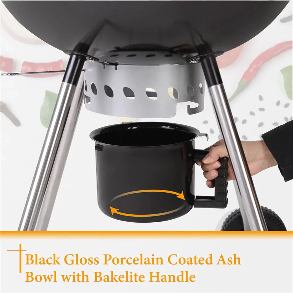 22" Portable Charcoal BBQ Grill, Black J37529