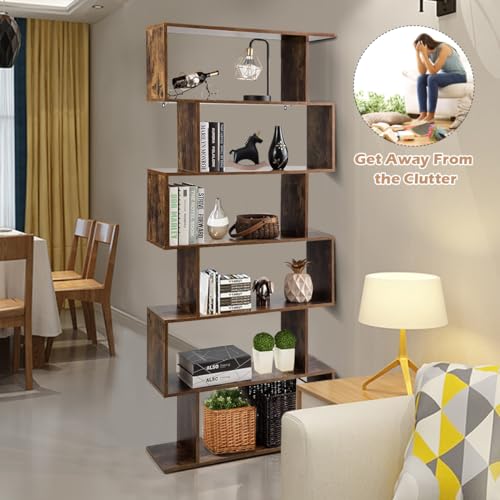 Black 6 Shelf Geometric Bookcase A803375