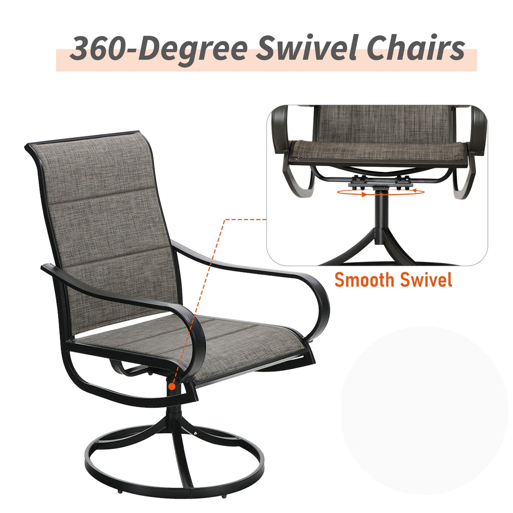 9 Piece Outdoor Metal Patio Dining Set with Swivel Padded Chairs I763
