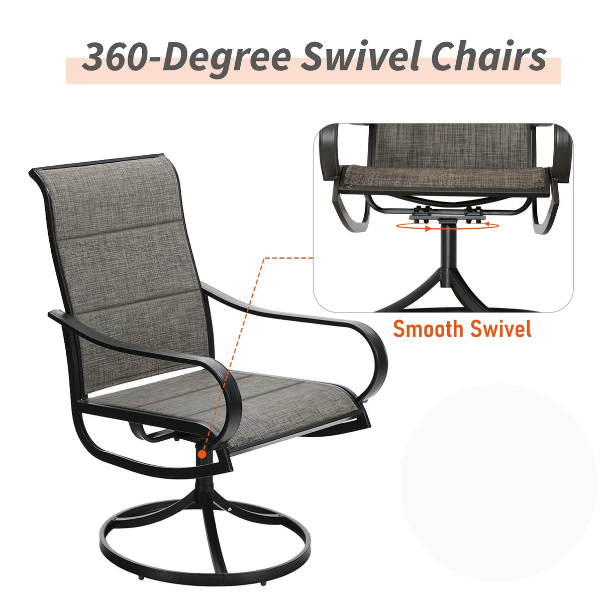 9 Piece Outdoor Metal Patio Dining Set with Swivel Padded Chairs I763