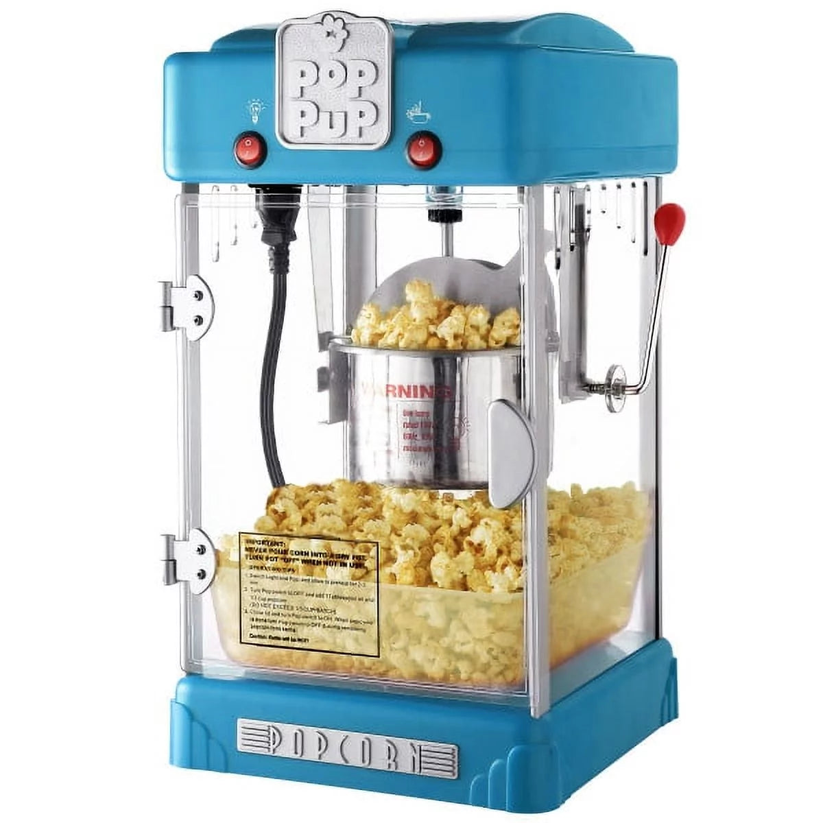 2.5oz Kettle Popcorn Machine with Measuring Spoon, Scoop, and 25 Serving Bags (Blue) B24132