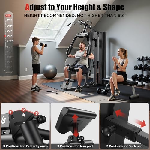 154LBS Weight Stack Home Gym Equipment with Pulley System O11275