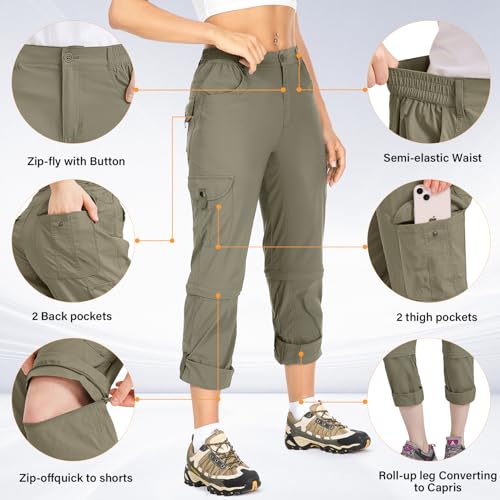 Women's Convertible Quick Dry Lightweight Zip Off Hiking Pants N399408