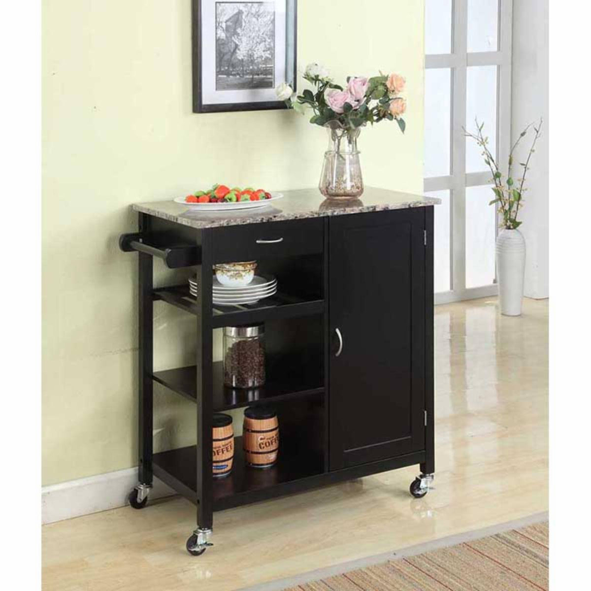 Black Kitchen Island Cart B25566