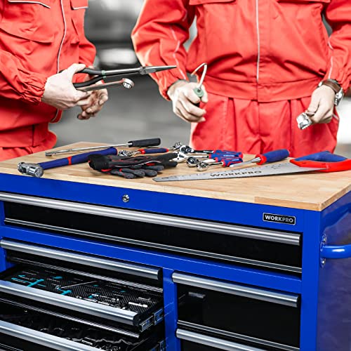 46-Inch 9-Drawers Rolling Tool Chest with Wooden Top A804