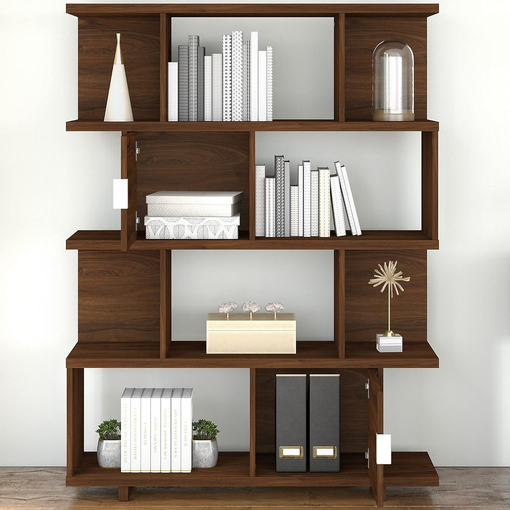 Modern Walnut Bookcase with Doors Q740