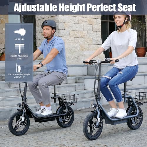 Electric Scooter with Seat, 14" Fat Tire, Foldable X1156