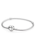 Sterling Silver Snake Chain Charm Bangle Bracelet Y779
