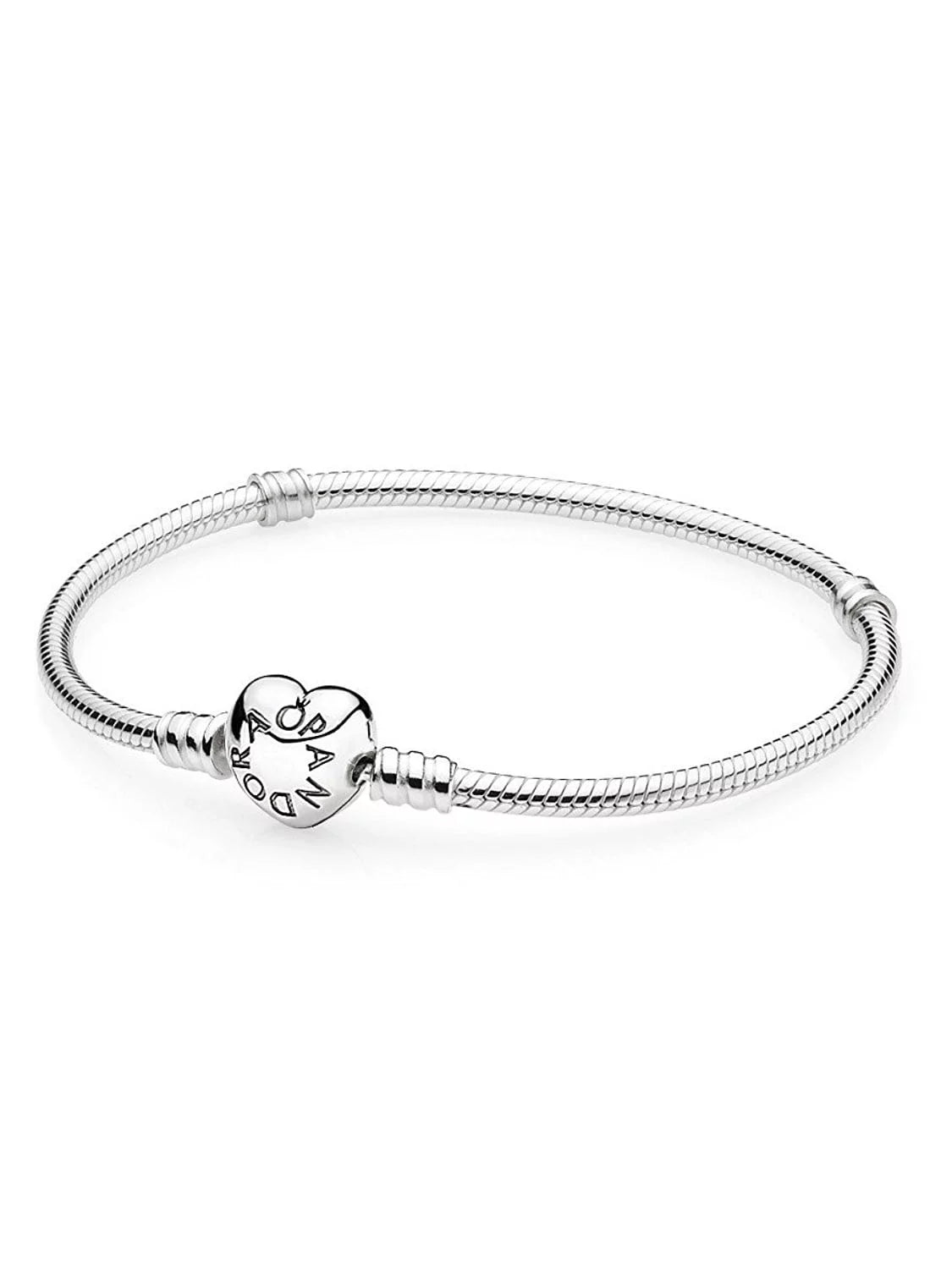 Sterling Silver Snake Chain Charm Bangle Bracelet Y779