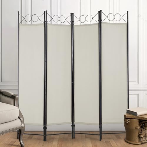 Black 6FT Steel Frame Folding Room Divider L53289