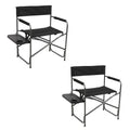 Black Folding Camping Directors Chair with Side Table 2 Pack C939