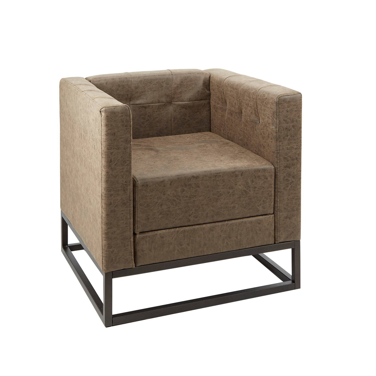 Brown Upholstered Accent Chair with Metal Base O160945