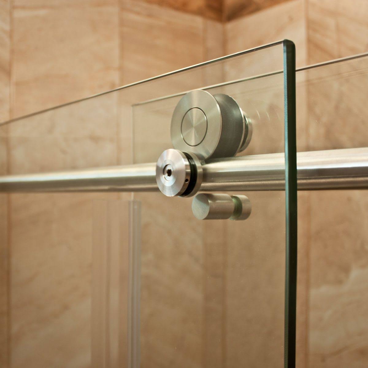 Chrome 56-60W x 76H Sliding Shower Door with Stationary Panel Y714743