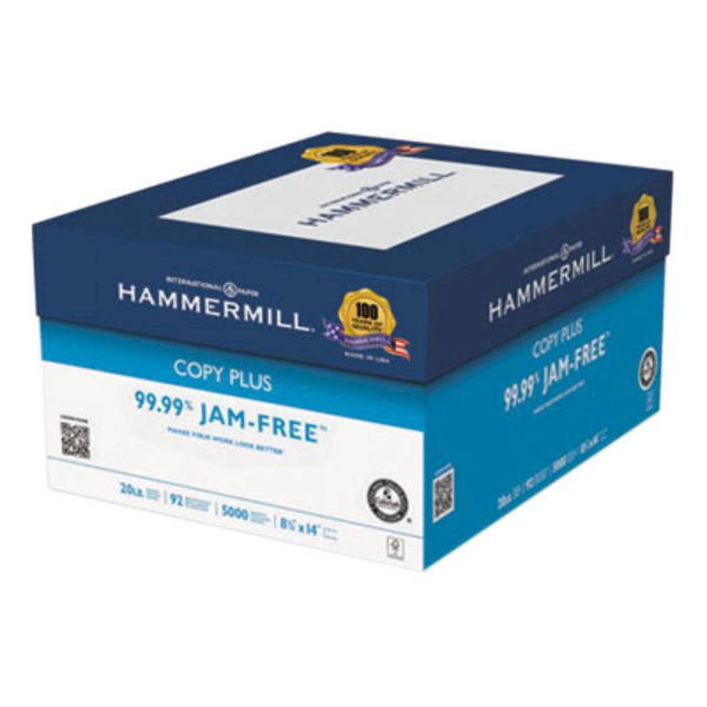 Copy Paper, 92 Brightness, 20lb, 8-1/2 x 14, White, 5000 Sheets/Carton D78501
