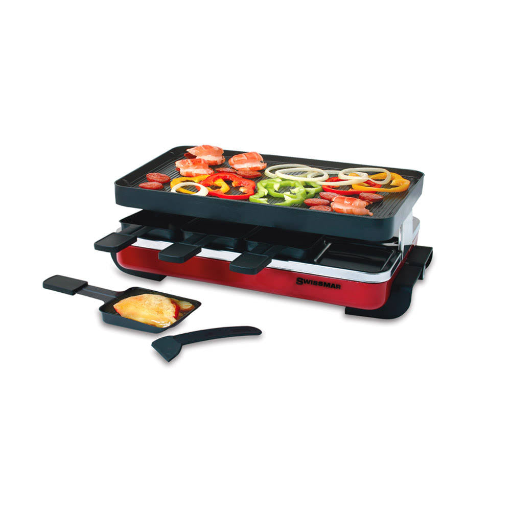 8-Person Raclette with Reversible Cast Iron Grill Plate, Black Y96736
