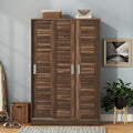 3 Door Freestanding Wardrobe Closet with Sliding Doors and Hanging Rod M88686