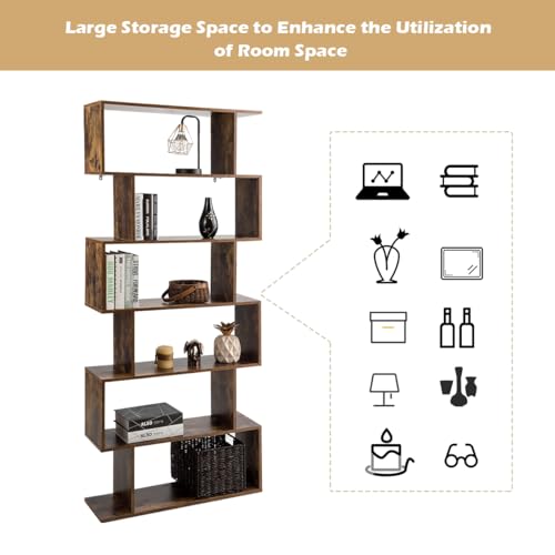 Black 6 Shelf Geometric Bookcase A803375