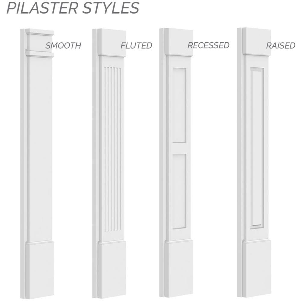 Raised Panel PVC Pilaster with Capital & Base (Pair) J652