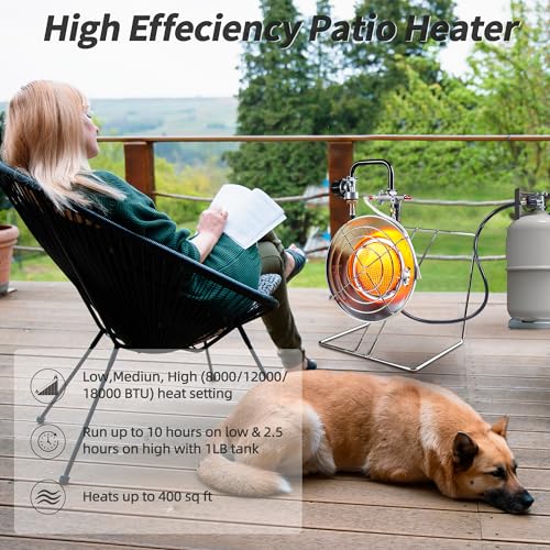 Propane Gas Heater with Windproof USB Lighter, Cordless with Cylinder Stand H93447