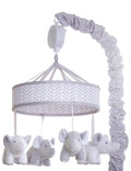 Grey White Elephant Musical Mobile O729