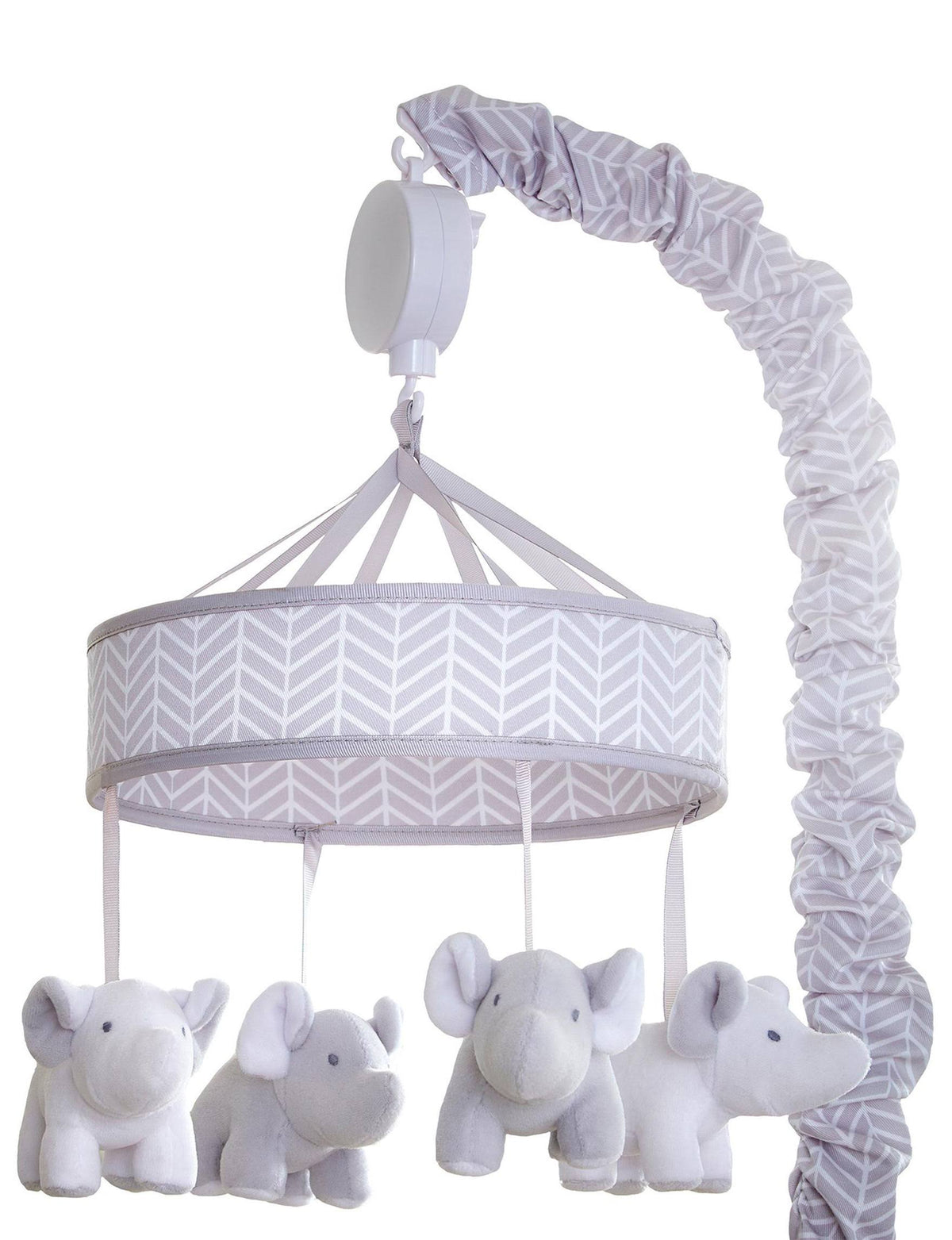 Grey White Elephant Musical Mobile O729
