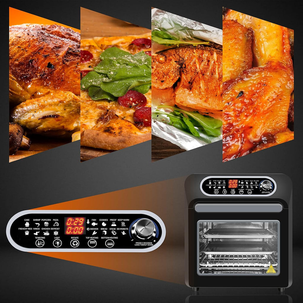 15.8qt 3-layer 16-in-1 Convection Air Fryer Toaster Oven with 6 Accessories, 1500W, Stainless Steel W388756