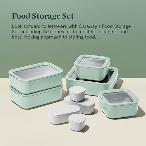 14 Pieces Ceramic Coated Glass Food Storage Set with Glass Lids J90802