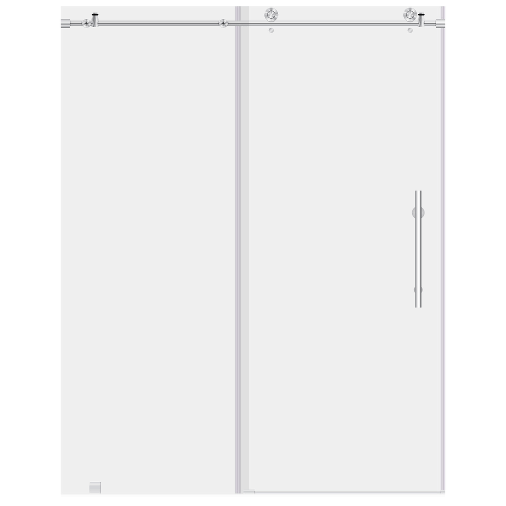 Chrome 56-60W x 76H Sliding Shower Door with Stationary Panel Y714743