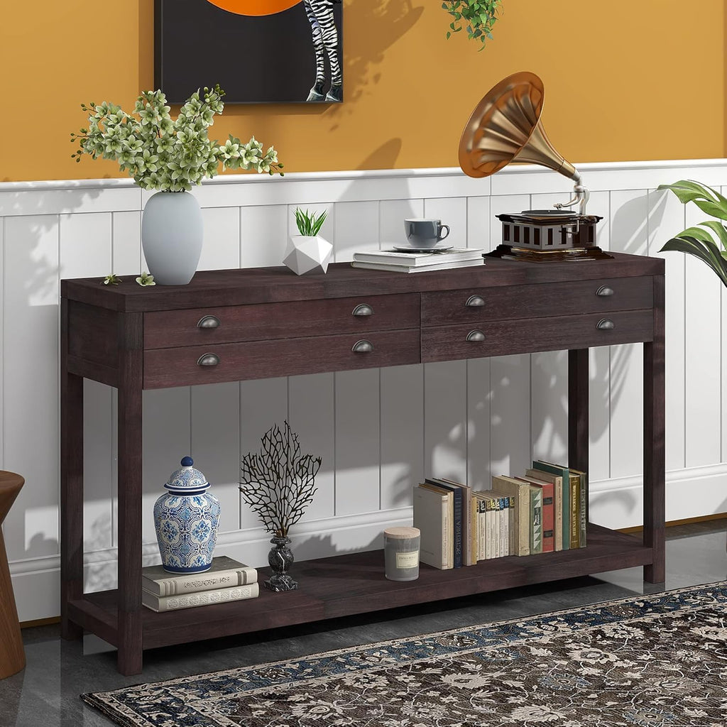 White Wood Console Table with 2 Drawers R690533