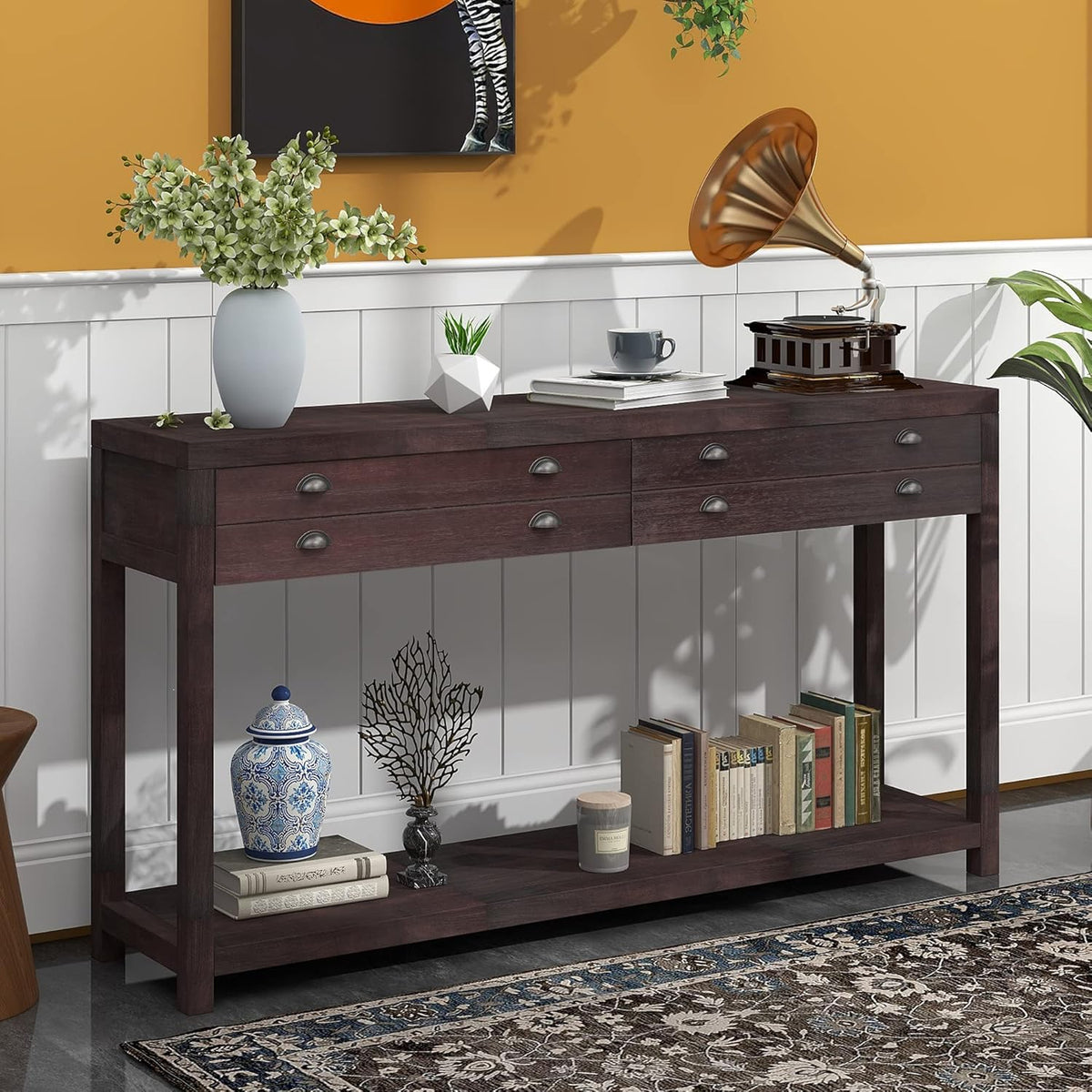 White Wood Console Table with 2 Drawers R690533