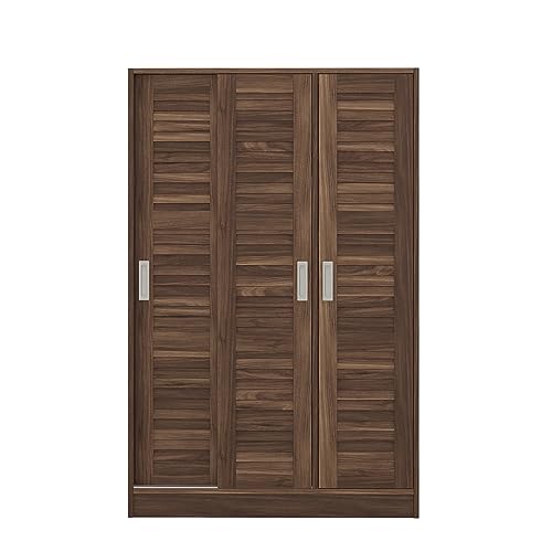 3 Door Freestanding Wardrobe Closet with Sliding Doors and Hanging Rod M88686