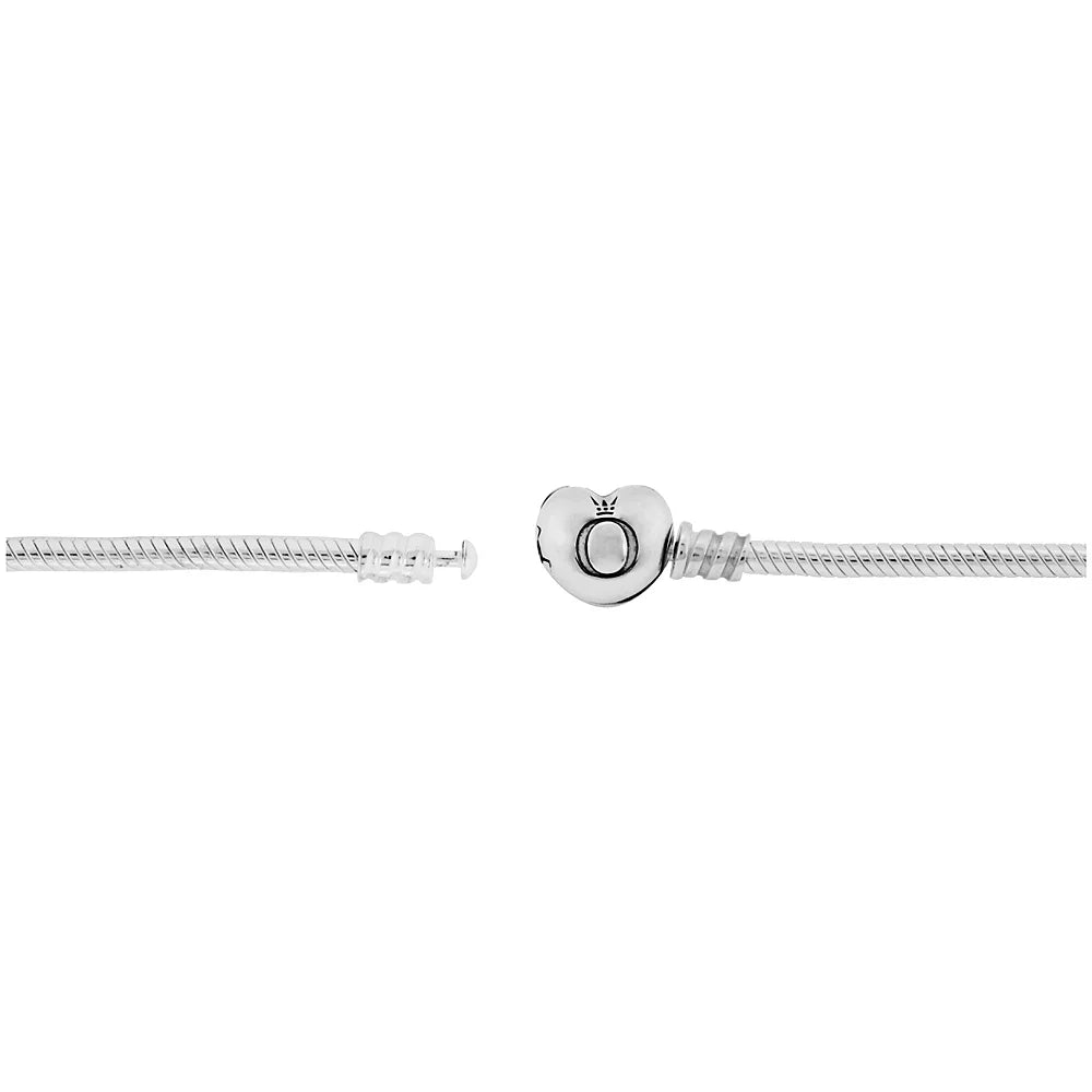 Sterling Silver Snake Chain Charm Bangle Bracelet Y779