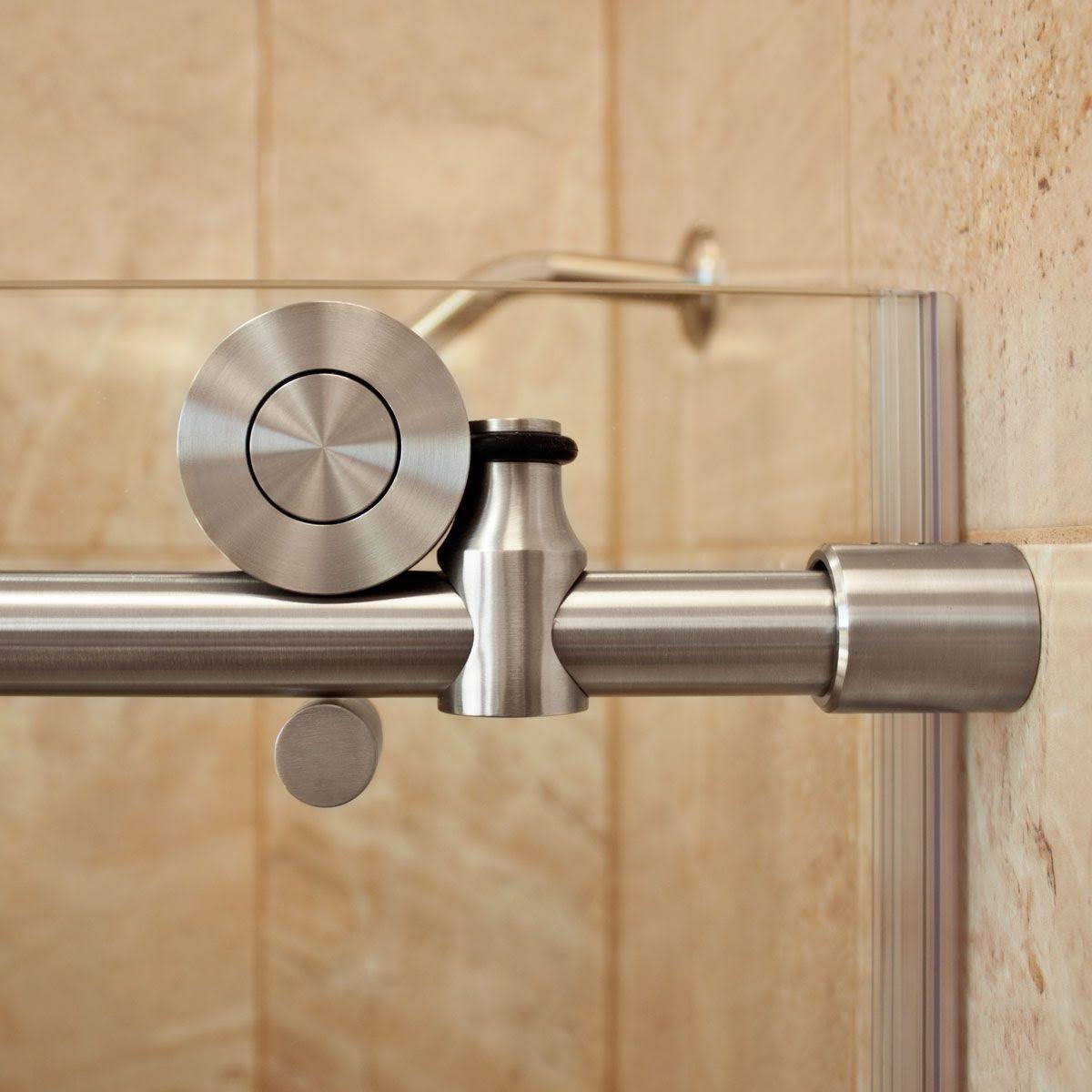 Chrome 56-60W x 76H Sliding Shower Door with Stationary Panel Y714743