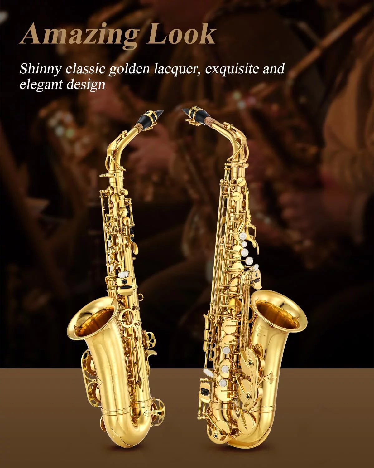 Gold Lacquer Alto Saxophone with Stand G932