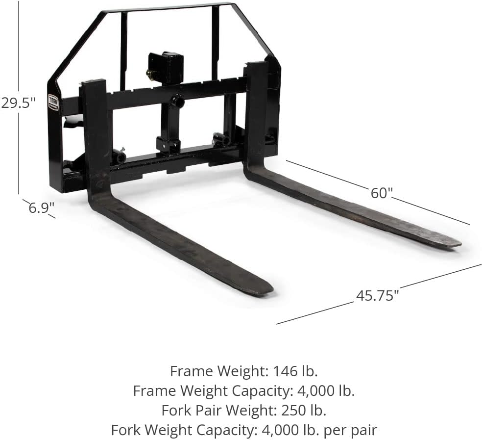 60-in Pallet Fork Hay Frame Attachment with Rack, Receiver Hitch D851509