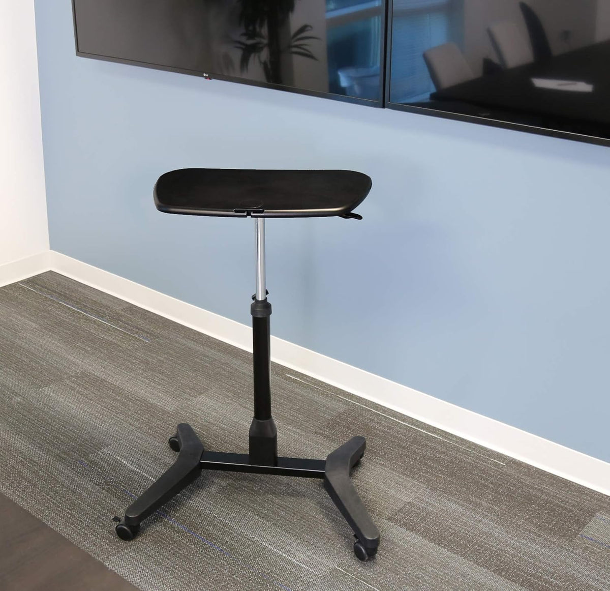 Mobile Podium with Pull Out Mouse Pad & Cup Holder, Black H15688