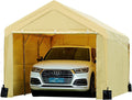 Beige 10 x 20 ft Carport with Removable Sidewalls and Doors V26705