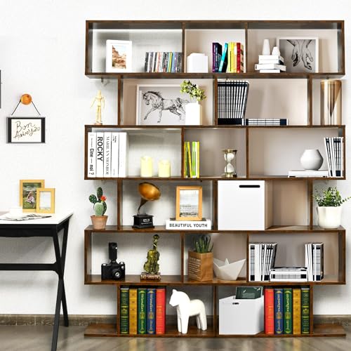 Black 6 Shelf Geometric Bookcase A803375
