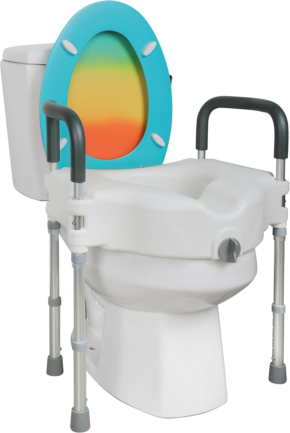 Raised Toilet Seat with Handle, Height Adjustable Legs G3017