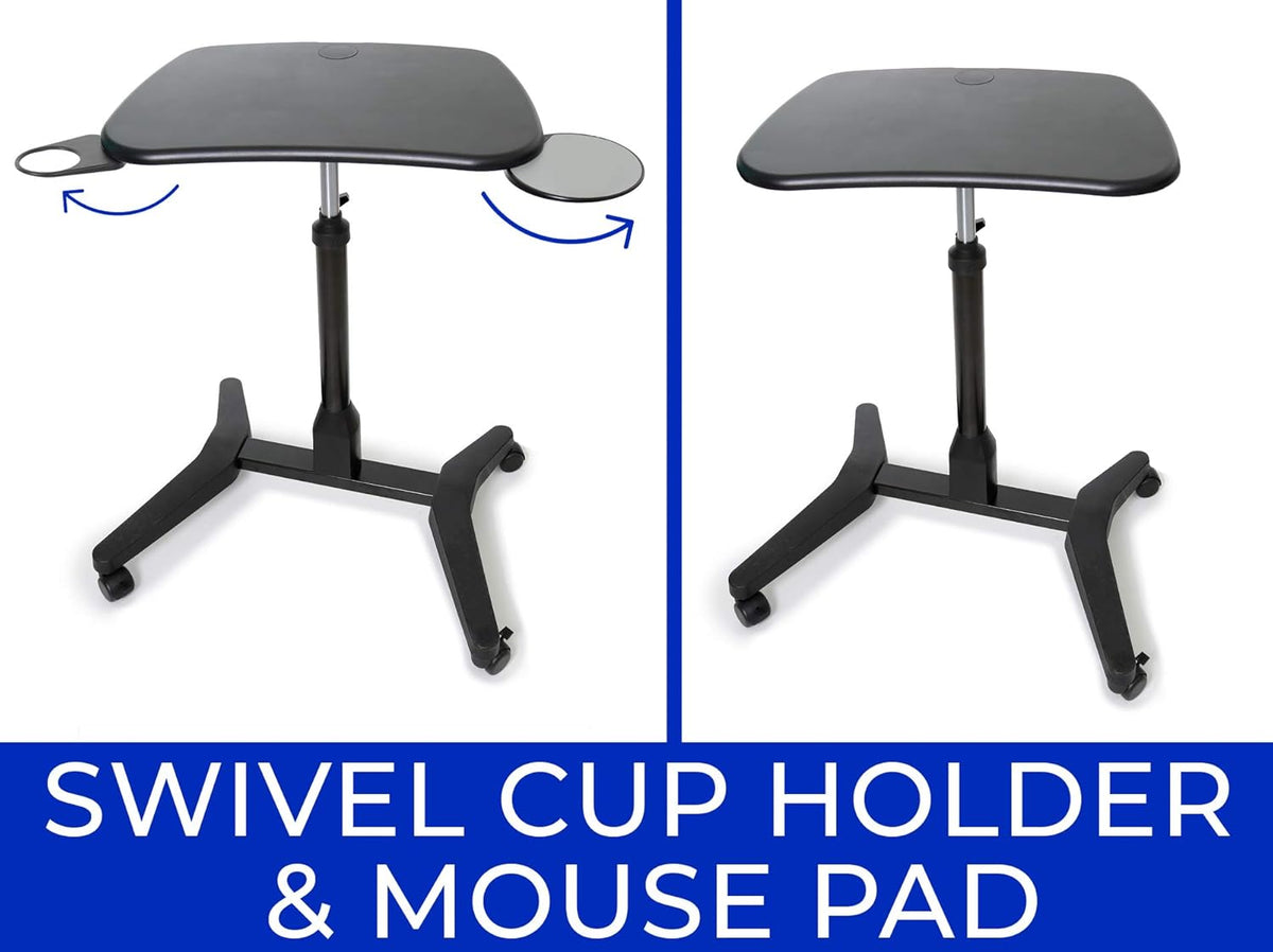 Mobile Podium with Pull Out Mouse Pad & Cup Holder, Black H15688