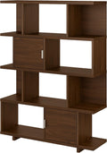 Modern Walnut Bookcase with Doors Q740