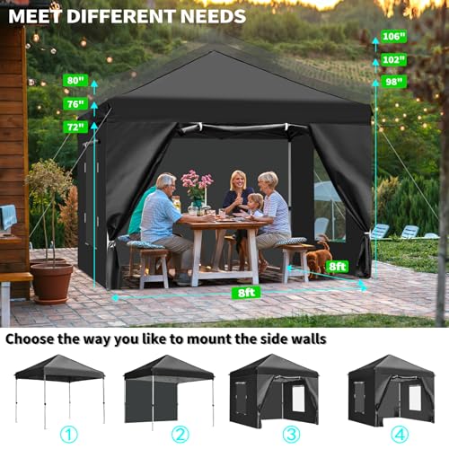 10x10 Pop Up Canopy Tent with 4 Removable Sidewalls and Windows, Black A7579