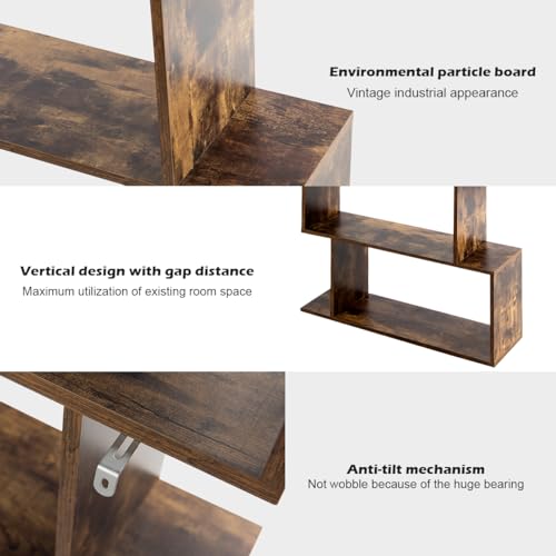 Black 6 Shelf Geometric Bookcase A803375