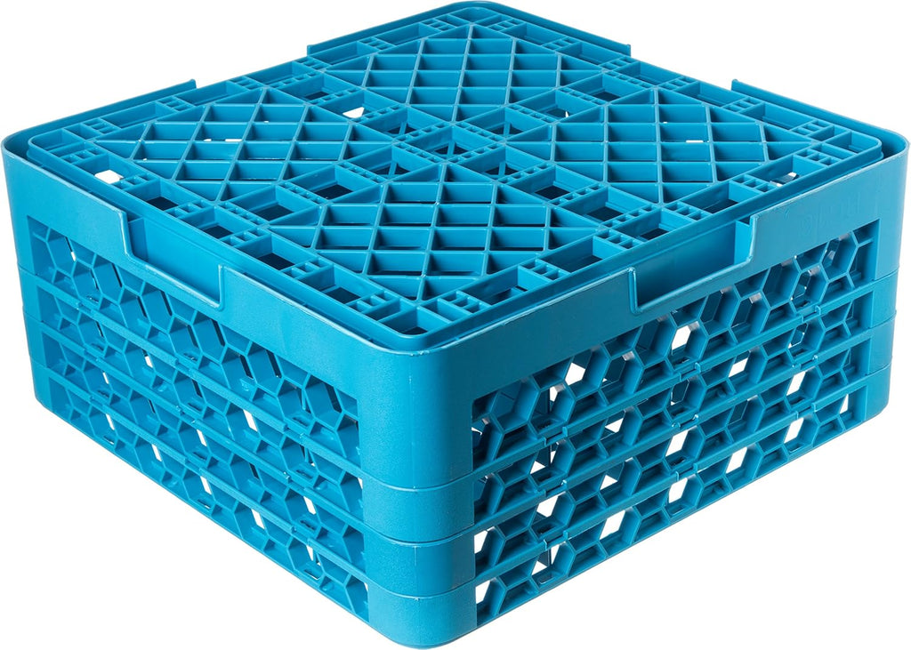 16 Compartment Glass Rack with 3 Extenders, Blue (Pack of 2) Q39972