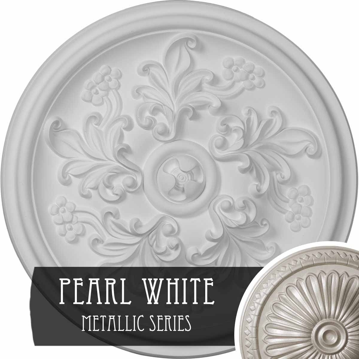 Hand-Painted Pearl White Ceiling Medallion F509491