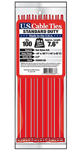 8-Inch Standard Duty Cable Ties, Red, 100-Pack S7312