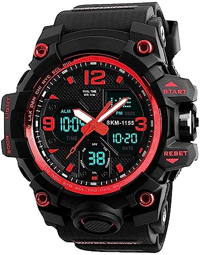 Men's Analog Sports Watch LED Military Digital Watch Electronic Stopwatch Large Dual Dial Time Outdoor Army Wrist Watch Tactical H529