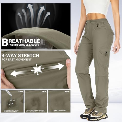 Women's Convertible Quick Dry Lightweight Zip Off Hiking Pants N399408