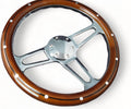 14" 350mm 3-Spoke Mahogany Wood Grain Steering Wheel V498