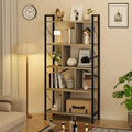 5 Tier Rustic Brown Bookshelf with Metal Frame G165293